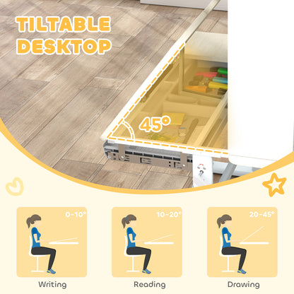Escritorio y silla para niños con inclinación y altura regulables