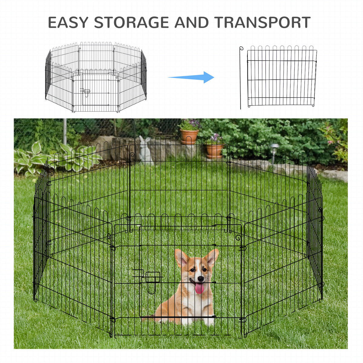 Parque para perros octogonal de 8 paneles plegable