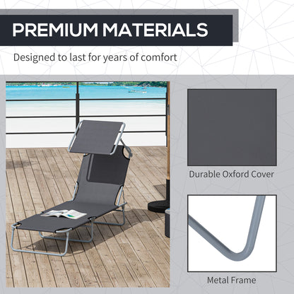 Folding Lounge Chair with Adjustable Sun Shade