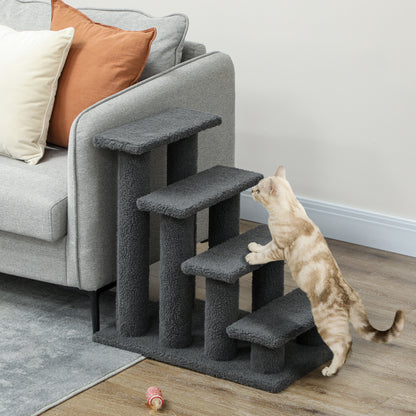 Cat Stairs 4-Step with Scratching Post — Dark Grey