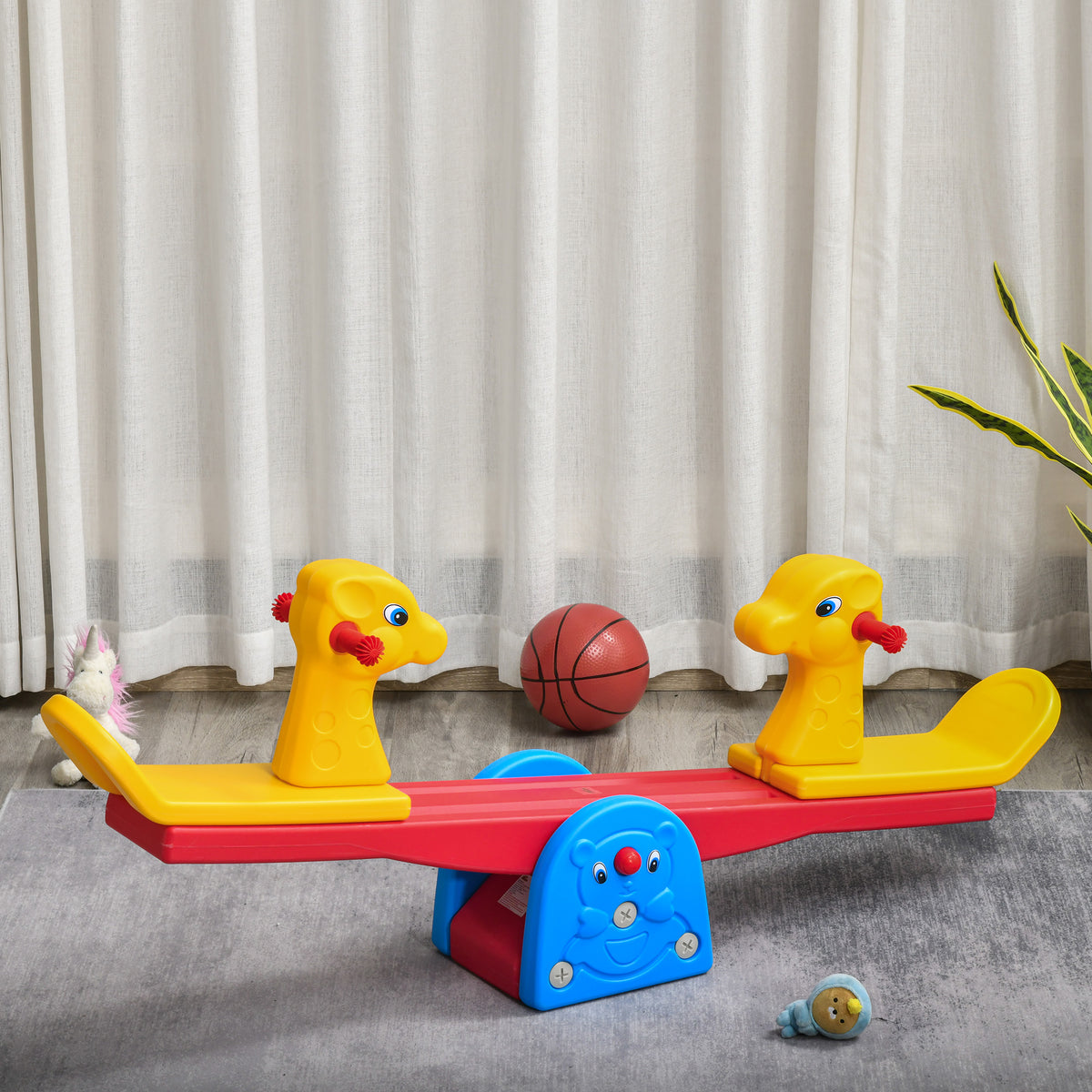 Deer-Shaped Toddler Seesaw with Easy-Grip Handles