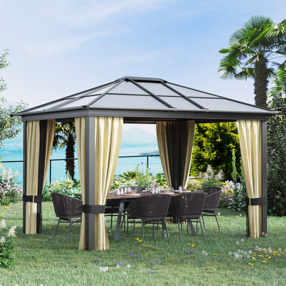 3x3.6m Hardtop Gazebo Polycarbonate - Brown