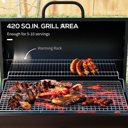 Barbacoa ahumadora de carbón de 420 pulg² con ruedas