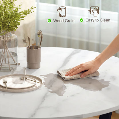 Round Dining Table 35" White Marble