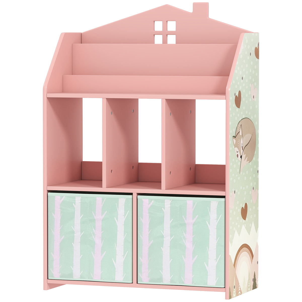 Kids Bookshelf with Storage and Fabric Drawers