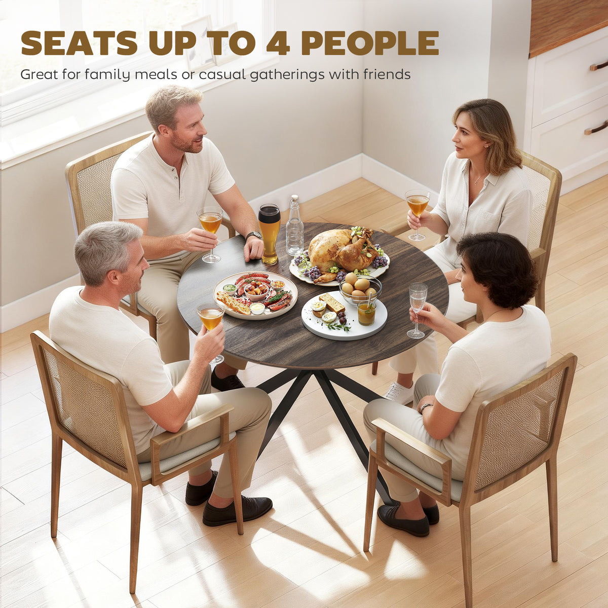 Round Kitchen Table 40 inch — black