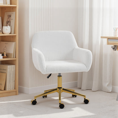 Swivel office chair in faux rabbit fur