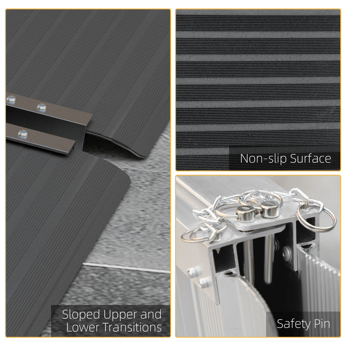 Folding Aluminum Wheelchair Ramp 5ft — black