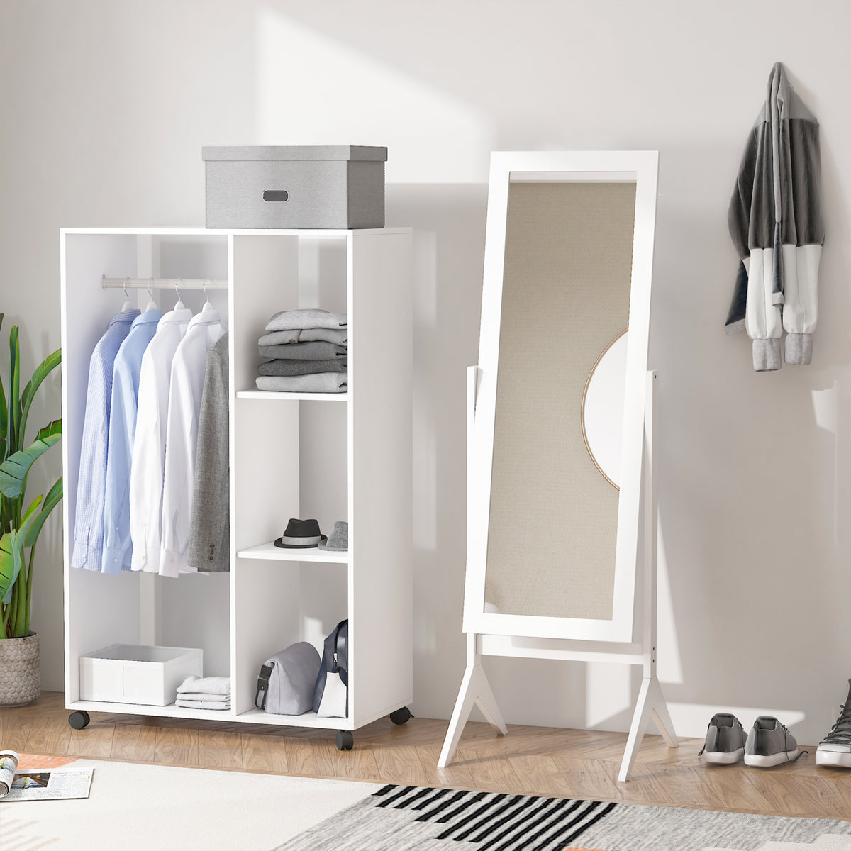 Full length standing mirror with tilt