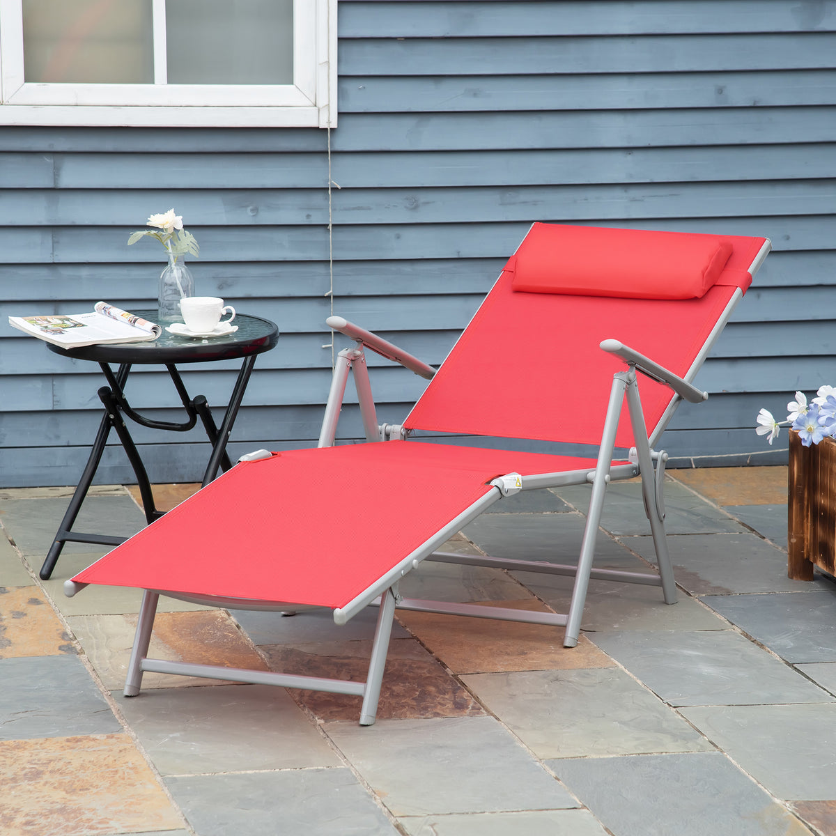 Tumbona plegable ajustable de acero — 7 posiciones