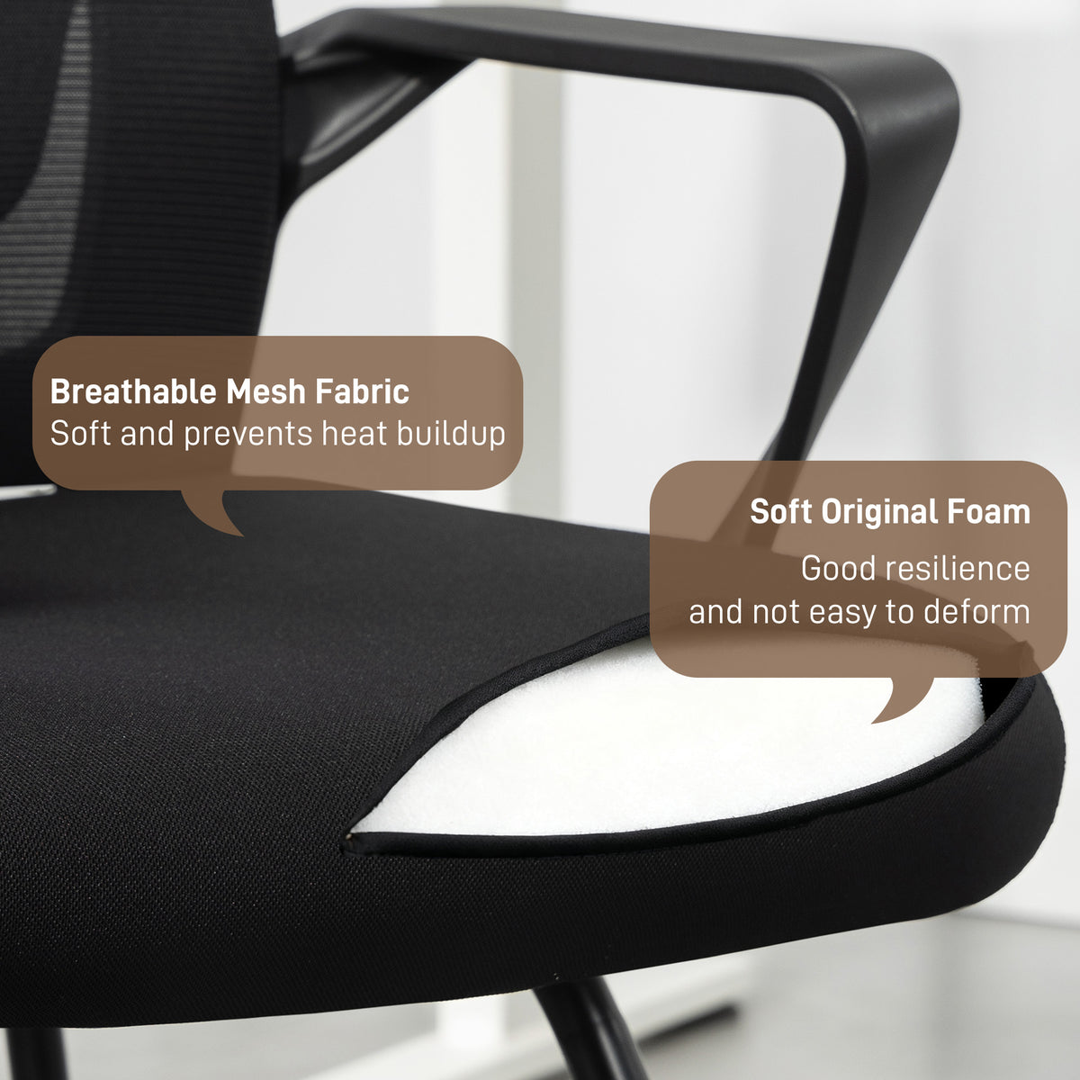 Office Chair No Wheels Lumbar Support Mesh Back