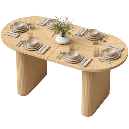 Rustic farmhouse oval dining table wood grain