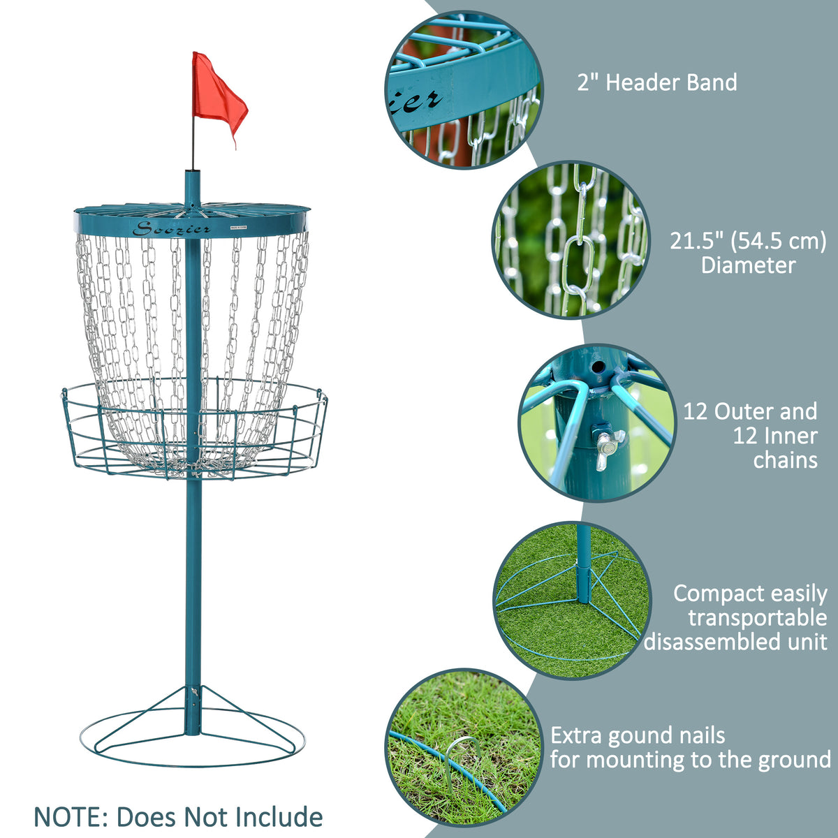 Portable Disc Golf Basket 24-Chain with Carry Bag