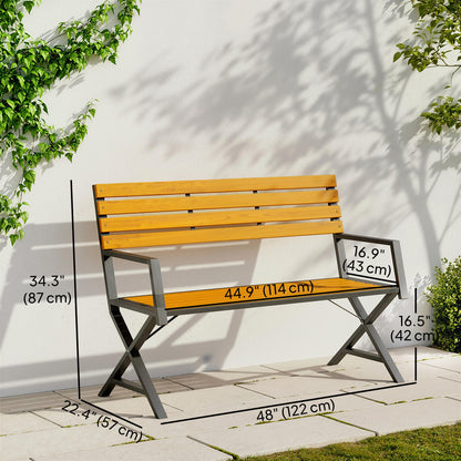 Banco de jardín para 2 personas con respaldo — negro
