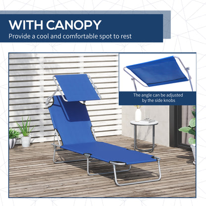 Folding Lounge Chair with Adjustable Sun Shade