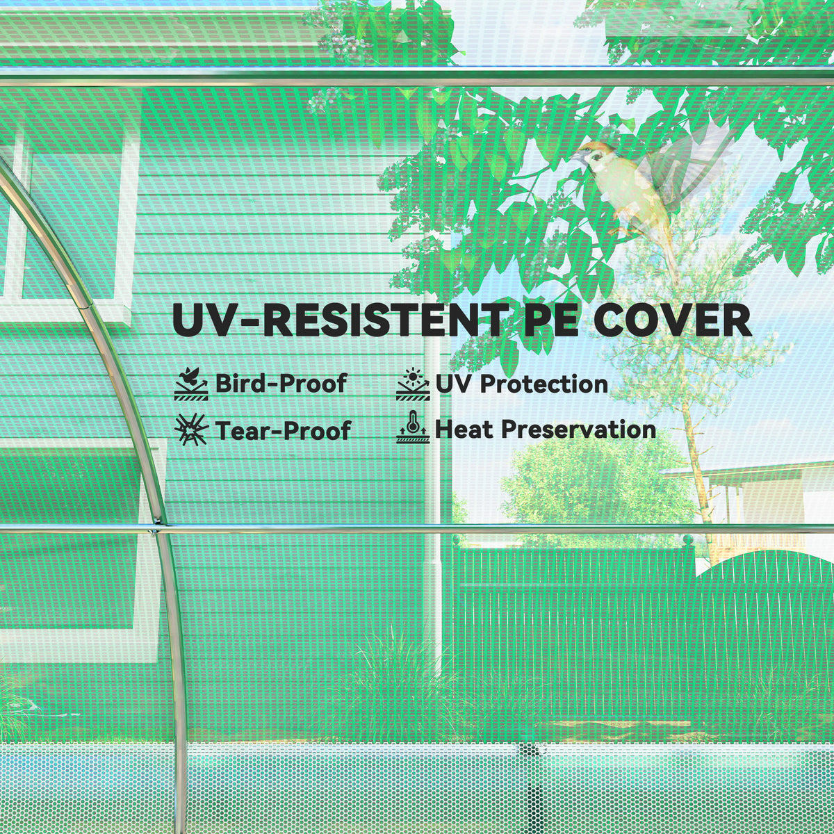 3x4m Tunnel Greenhouse - Shade Cloth & Roll-up Sides