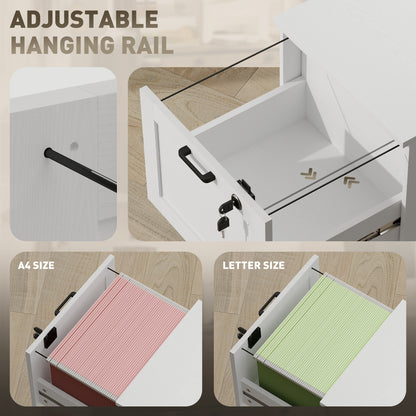 Archivador vertical de 2 cajones con cerradura de MDF