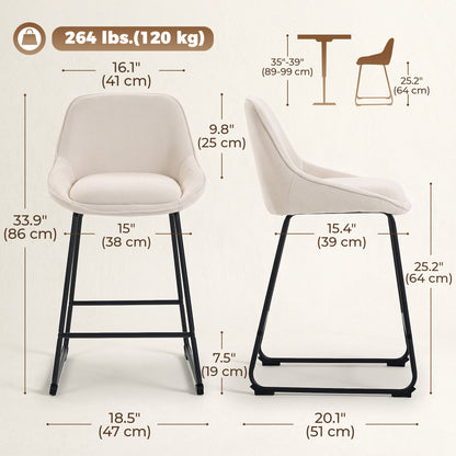 Set of 2 Chenille Bar Stools