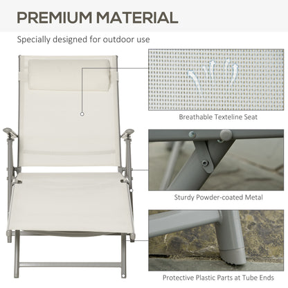 Folding Outdoor Chaise Lounger 7-Position Adjustable with Cushion