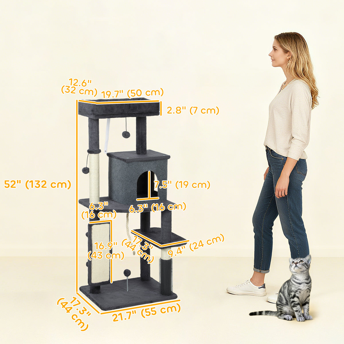 132 cm Multi-Level Cat Tree