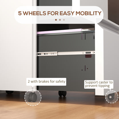 Mobile 2-Drawer Steel Filing Cabinet with Lock