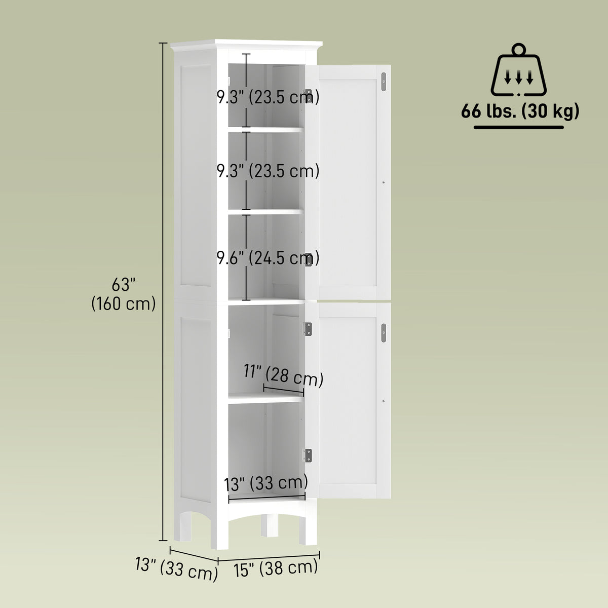 Tall Bathroom Cabinet Freestanding Storage Adjustable