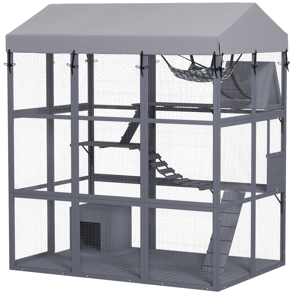 Outdoor wooden cat enclosure