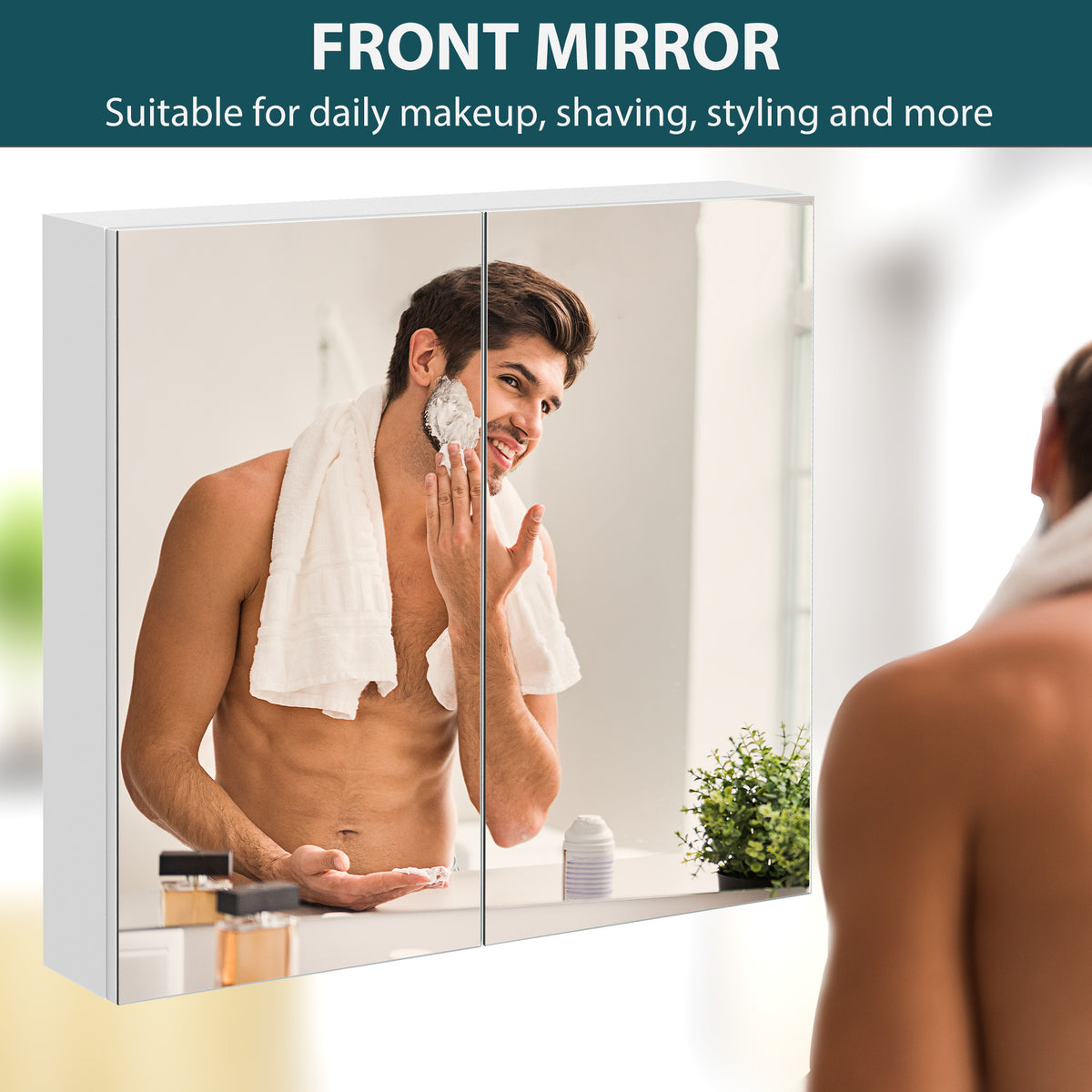 Wall-Mounted Medicine Cabinet with Double Mirror Door