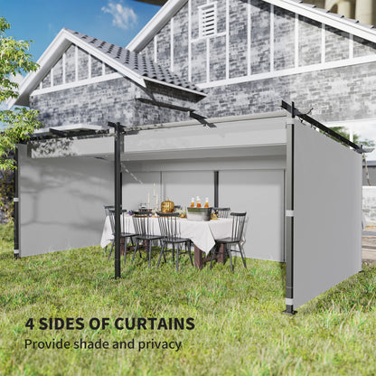 Retractable Metal Pergola with Side Curtains