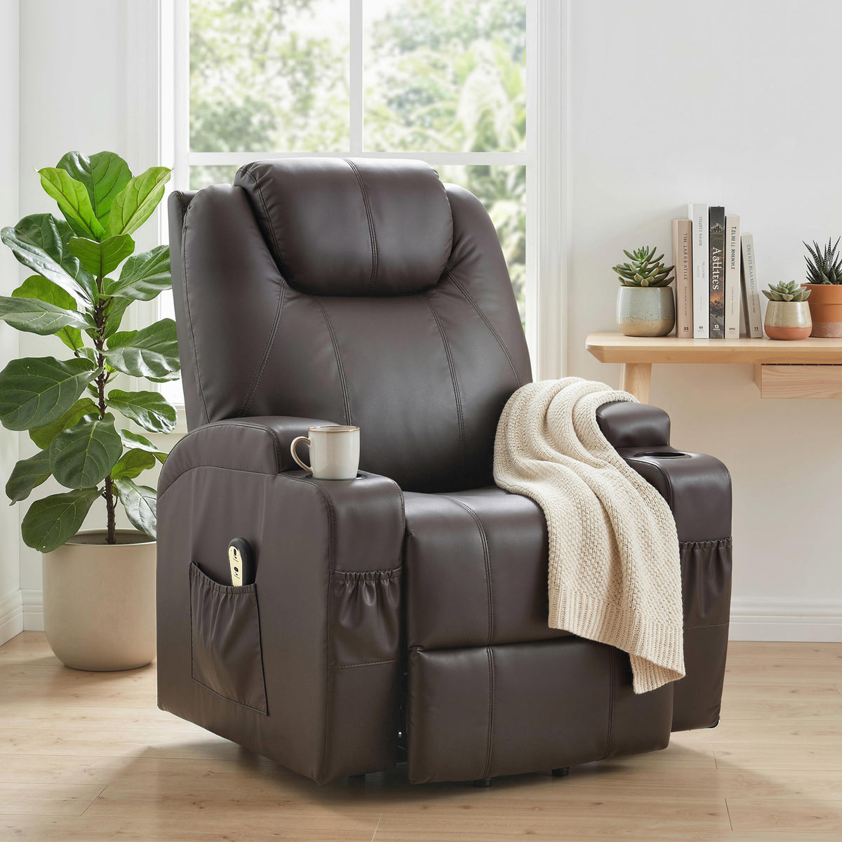 Power Lift Recliner Chair with High Back Faux Leather