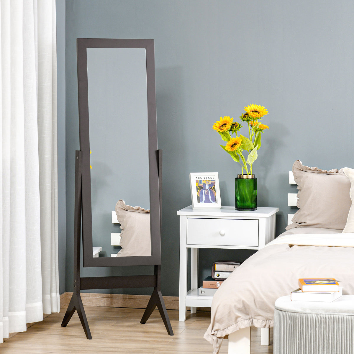 Full length standing mirror with tilt