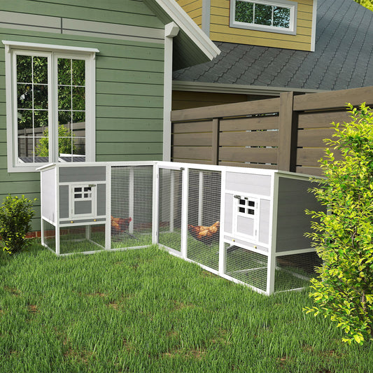 L-Shaped Wooden Chicken Coop with Run