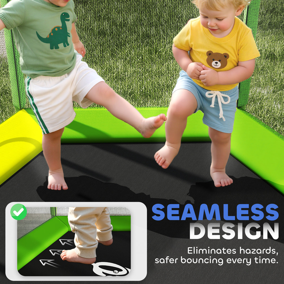 Kids Trampoline with Safety Net and Slide 215 x 193 x 202 cm
