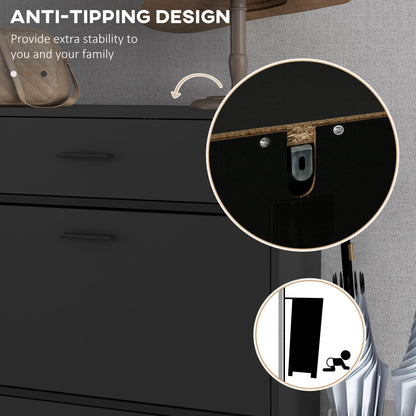Modern shoe cabinet with two flip drawers