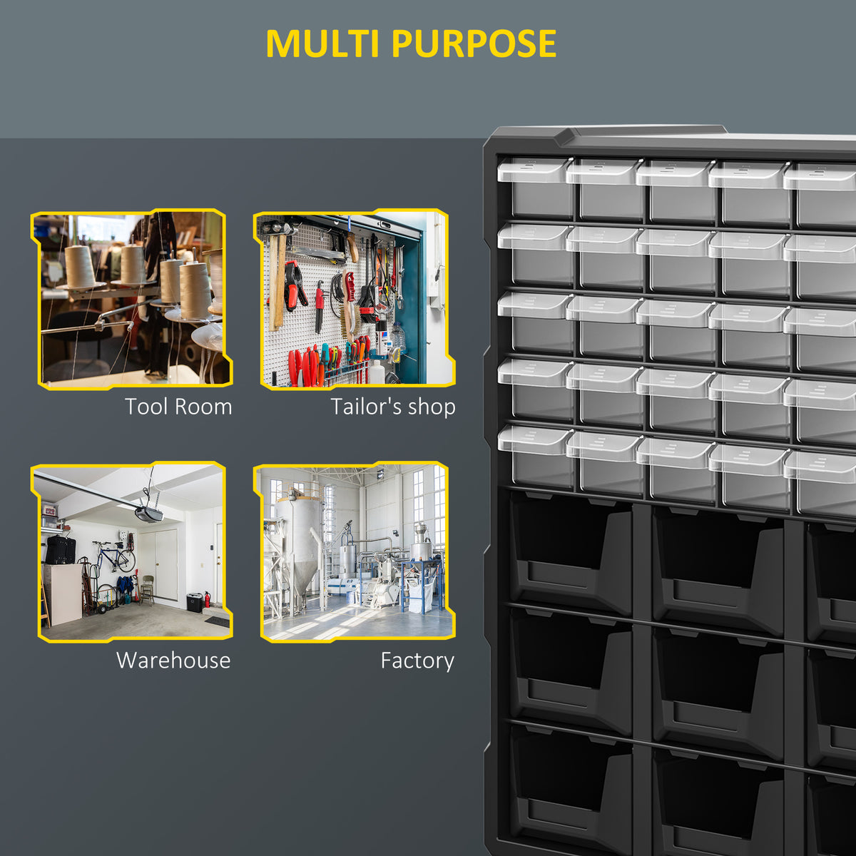 39-Drawer Parts Organizer Cabinet Wall Mount