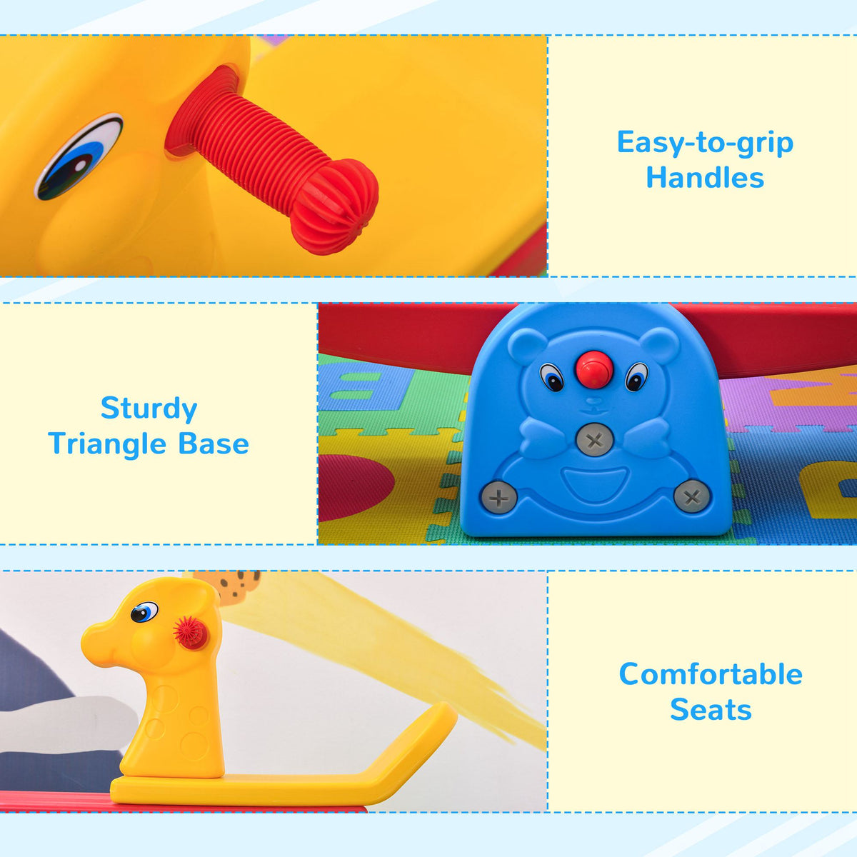 Deer-Shaped Toddler Seesaw with Easy-Grip Handles
