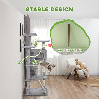 Multi-Level Cat Tree with Scratching Posts and Condo 138 cm