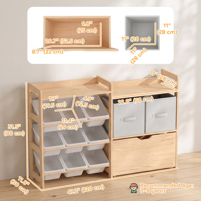 Organizador de juguetes de madera con cajón con ruedas