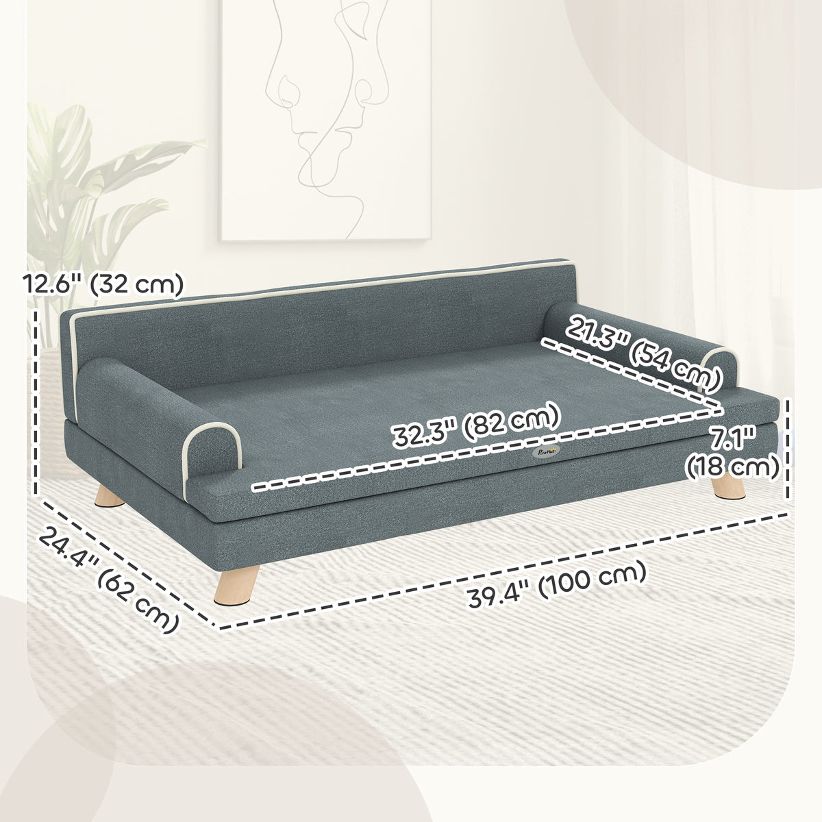 ਧੋਵਨਯੋਗ ਕ cushion ਵਾਲਾ ਉੱਚਾ ਕੁੱਤੇ ਦਾ ਸੋਫਾ