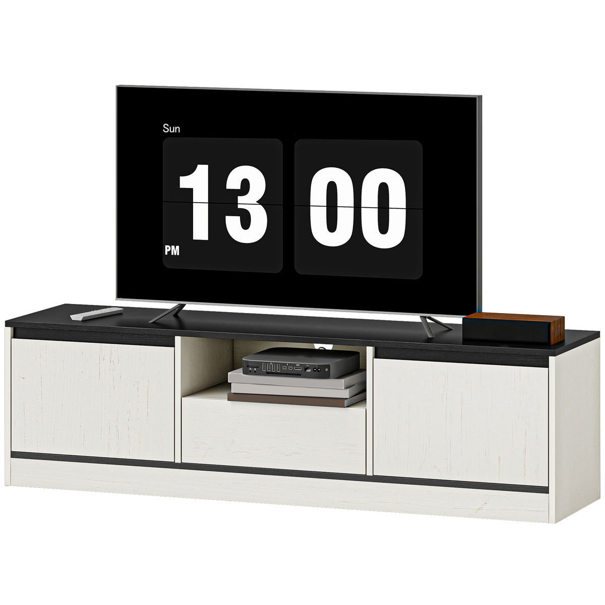 Modern TV stand with storage and cable management