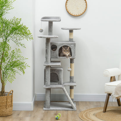 Multi-Level Cat Tree with Scratching Posts and Condo 138 cm