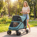 Foldable dog stroller with suspension