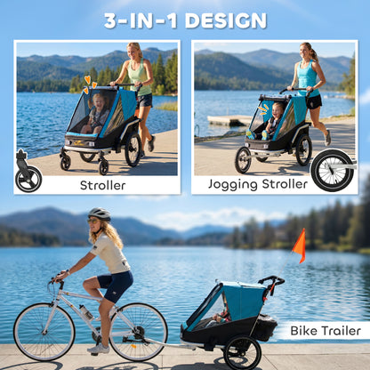 Foldable 3-in-1 Kids Bike Trailer with Reclining Seat