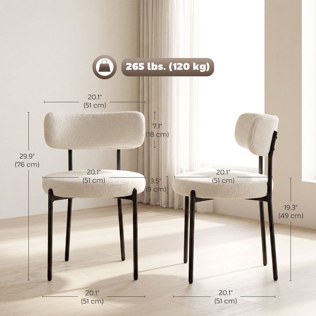 Juego de 4 sillas de comedor modernas acolchadas