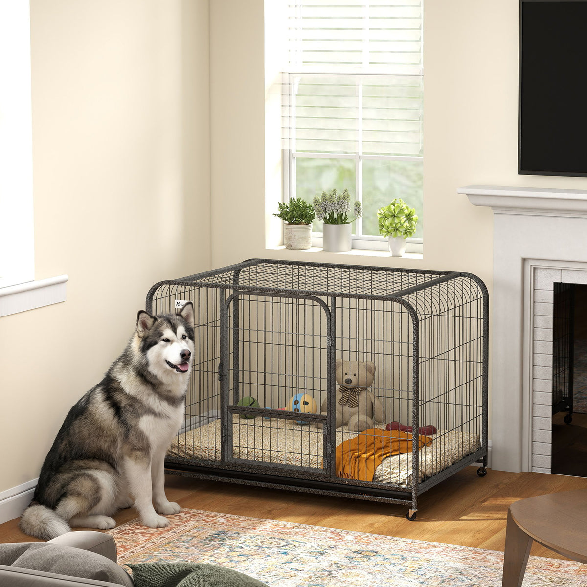 Heavy duty metal dog crate 123 x 77 x 88 cm