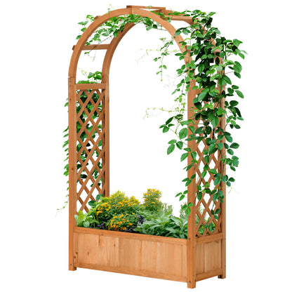 Jardinera elevada con enrejado en arco