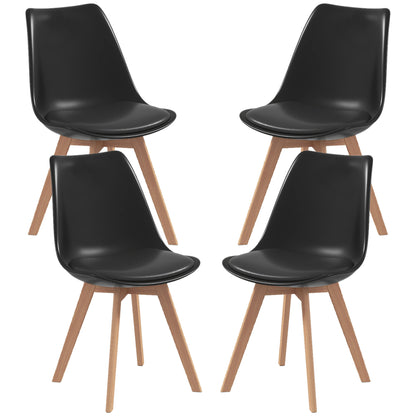 Set of 4 Modern Dining Chairs with Wood Legs
