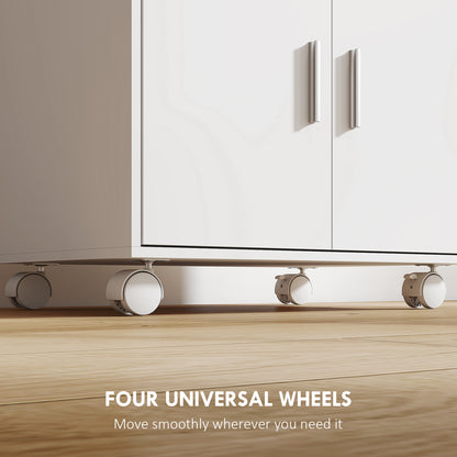 Kitchen cart on wheels with storage and drawer