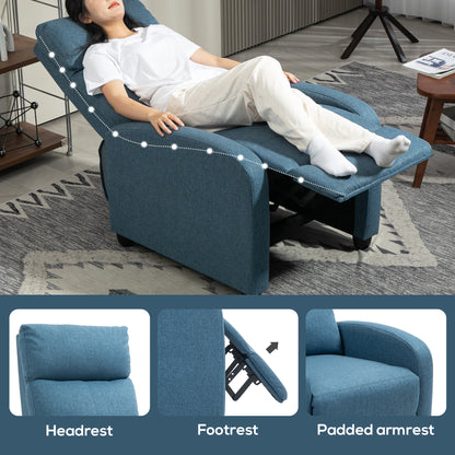 Manual reclining chair padded linen living room