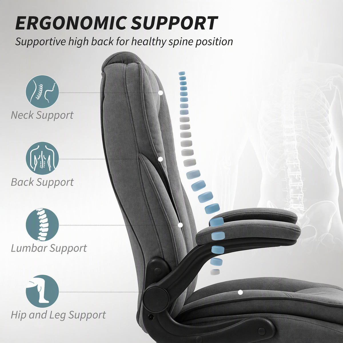 Executive velvet ergonomic office chair
